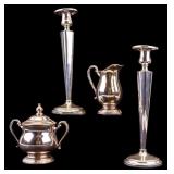 Weighted Sterling Candlesticks & Silverplate C & S