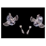 Sterling Silver Mounted Swan Salt Cellars