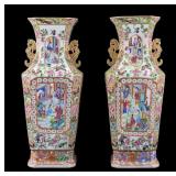 Chinese Porcelain Rose Medallion Vase Pair