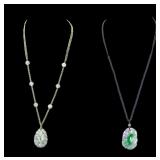 Carved Green Hardstone Pendants