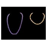 Green Hardstone and Amethyst Bead Necklaces