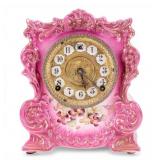 20C Porcelain Mantel Clock, Gilbert Movement
