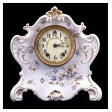 German Porcelain Mantel Clock, Gilbert Movement