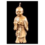 Antique Chinese Natural Material Figurine of Boy