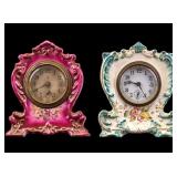 Antique Gilbert Porcelain Mantle Clocks (2)