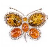Amber Butterfly Brooch