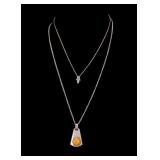 Amber and Sterling Necklace