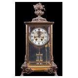 Antique Gilbert Brass Regulator Mantle Clock