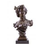 Solid Bronze Bust of Woman, Thomas