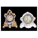 KPM & Majolica Gilbert Porcelain Mantle Clocks