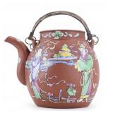 Chinese Enamel Painted Yixing Tea Pot