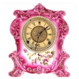 Victorian Porcelain Mantel Clock, Gilbert Clock Co