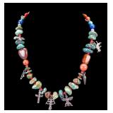 Natural Stone and Sterling Fetish Style Necklace