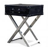 Chrome & Faux Gator Suitcase-Form End Table