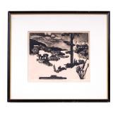 Ink Woodblock Print Signed 'Karen Dean'