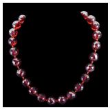 Vintage Red Lucite Bead Necklace