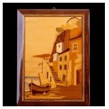 Italian Lacquered Wood Marquetry Plaque