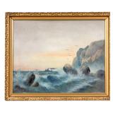 F. Marion Dyer Oil on Board, Seascape