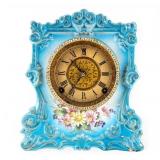 Victorian Porcelain Mantel Clock, Gilbert Clock Co