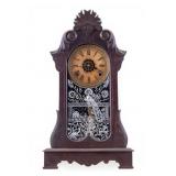 Antique Parlor Clock w/ Painted Peacock Motif
