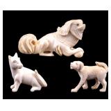 Antique Carved Natural Material Figural Dog Group