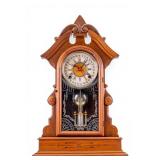 Wm. Gilbert Walnut Lunar Calendar Mantle Clock