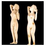 Pair of Chinese Carved 'Doctor's Lady' Figures