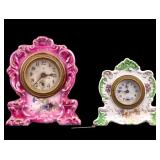 Antique Gilbert Porcelain Mantle Clocks (2)
