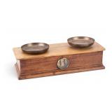 Early Wooden Balance Scale w/ Brass Plates