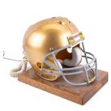 Football Helmet Telephone on Wooden Base