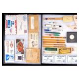 Vintage Ephemera and Writing Tool Shadowbox