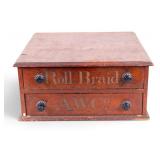 Antique Advertising 2-Drawer Spool Cabinet