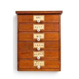 Early 20th C Oak Letter Cabinet, Porcelain Knobs