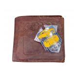 Yellow Cab Co. Enamel Hat Badge & Leather Wallet