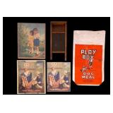 2 Puzzles, Vintage Dog Food Bag, and Washboard