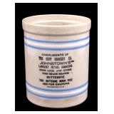 Stoneware Jar with Lid, Cupp Grocery Co. Label