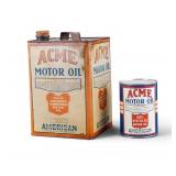 2 Vintage Acme Motor Oil Tins