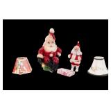 Vintage Chalkware Coin Bank and Felt Santa Doll