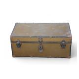 Vintage Metal Steamer Trunk with Wood Interior