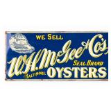 W. H. McGee Co. Oysters Tin Litho Advertising Sign