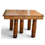Antique Oak Dining Table, w/ Leaves ~8