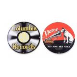 Ande Rooney Porcelain Enamel Record Signs
