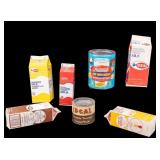 5 Milk Cartons and 2 Vintage Cans