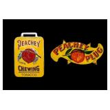 Peachey Tobacco Enamel Tag and Tin Litho Tag