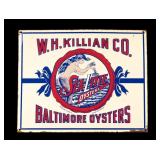 W.H. Killian Baltimore Oyster Tin Litho Sign