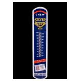 Silver Cup Chew Tin Litho Advertising Thermometer