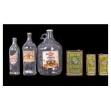 Vintage Bottles and Olive Oil Cans
