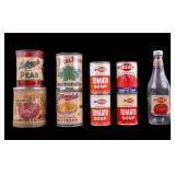 9 Vintage Cans with Catsup Bottle