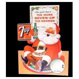 Vintage 7-Up Santa Advertising Sign