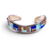 Inlaid Lapis Turq 'Jackson' Sterling Cuff Bracelet